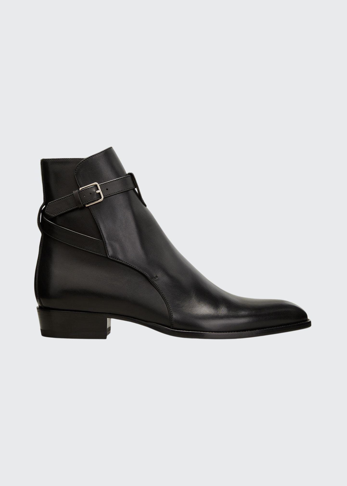 Authentic Yves St Laurent jodhpur ankle boot in smooth calfskin leather Saint Laurent Brown Suede Jodhpur Ankle Boots Buckle Men main image 2