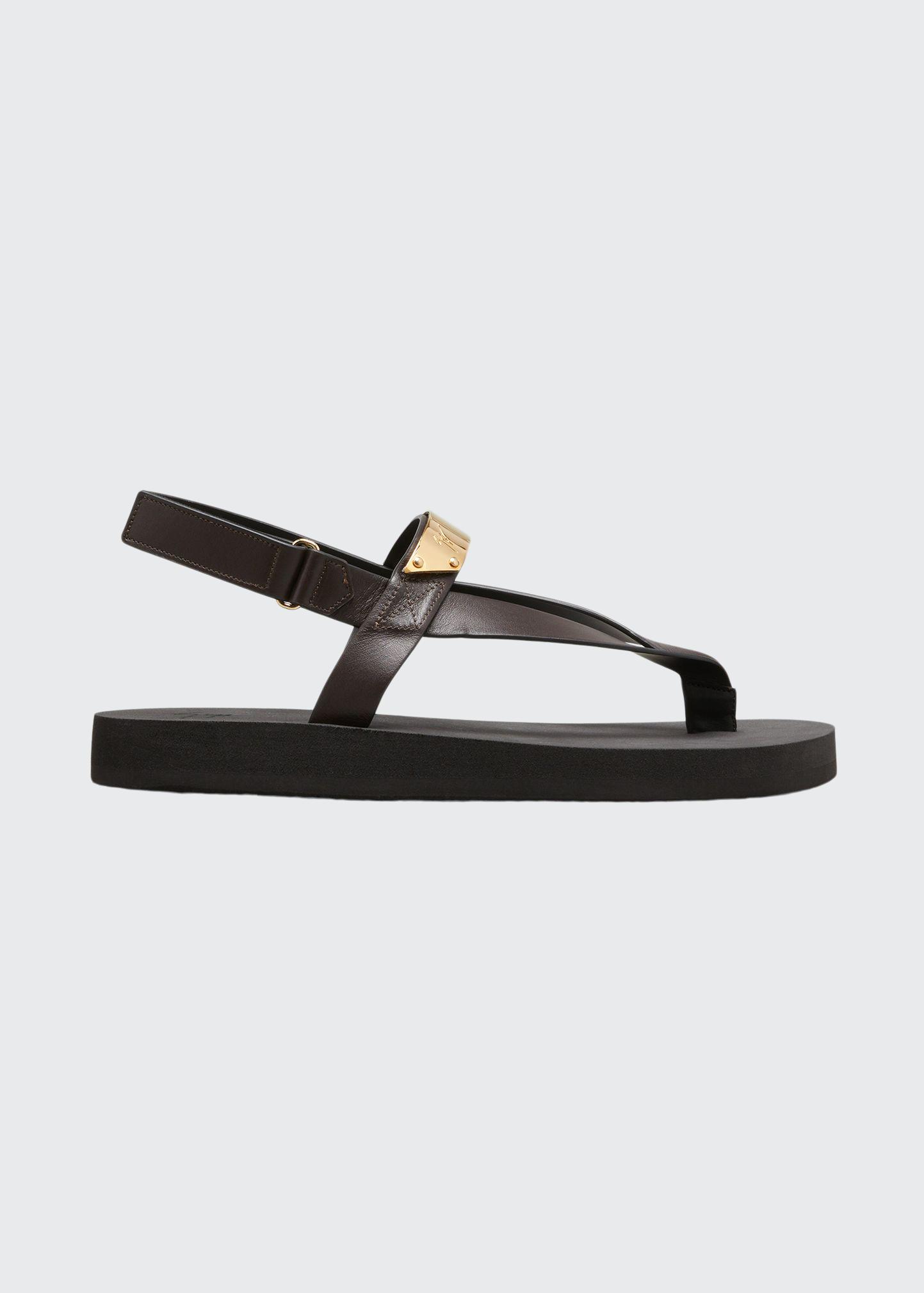 Giuseppe Zanotti Men's San Diego Leather Thong Sandals, Moro
