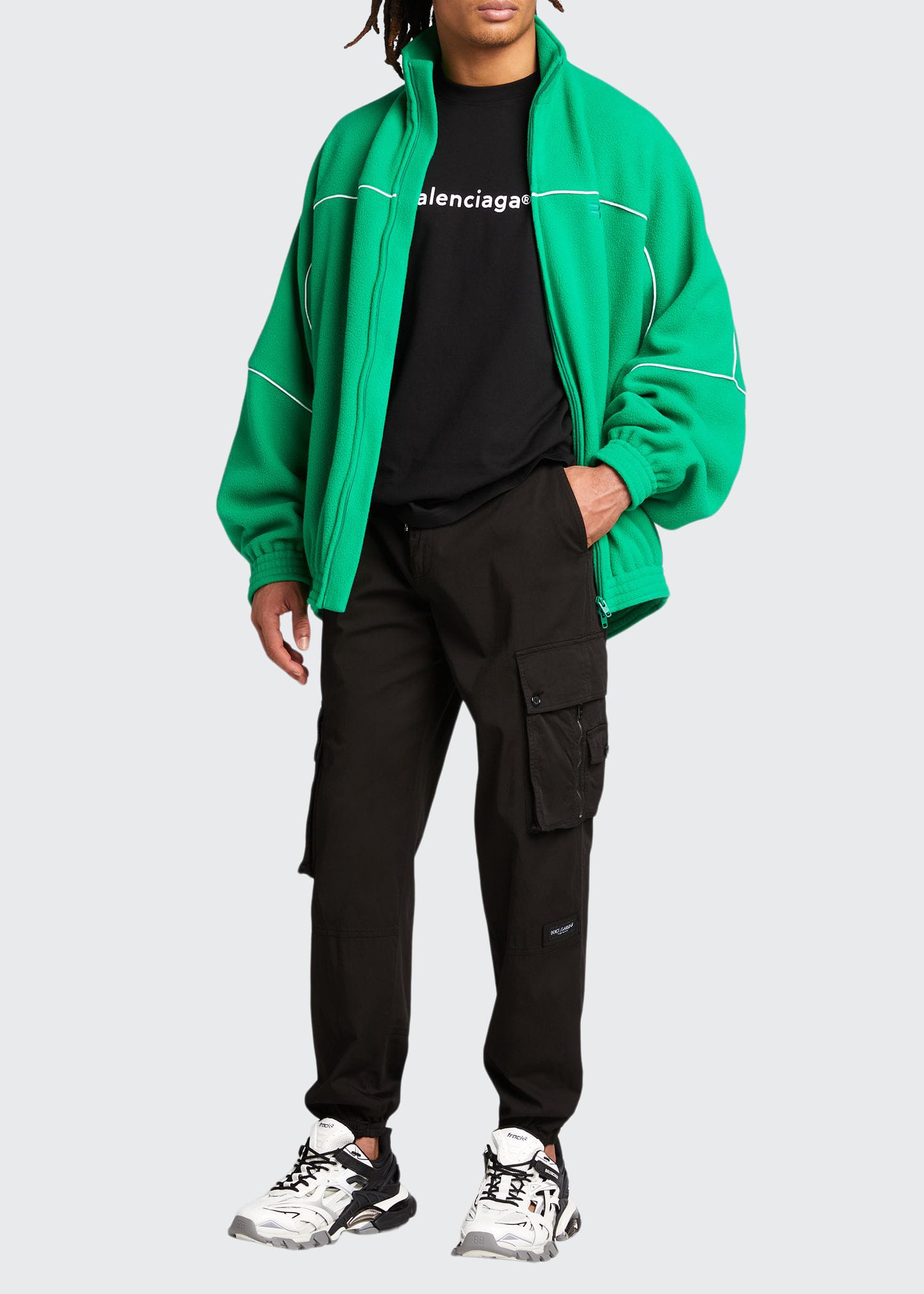 Balenciaga Men's Fleece Track Jacket With Piping - Bergdorf Goodman