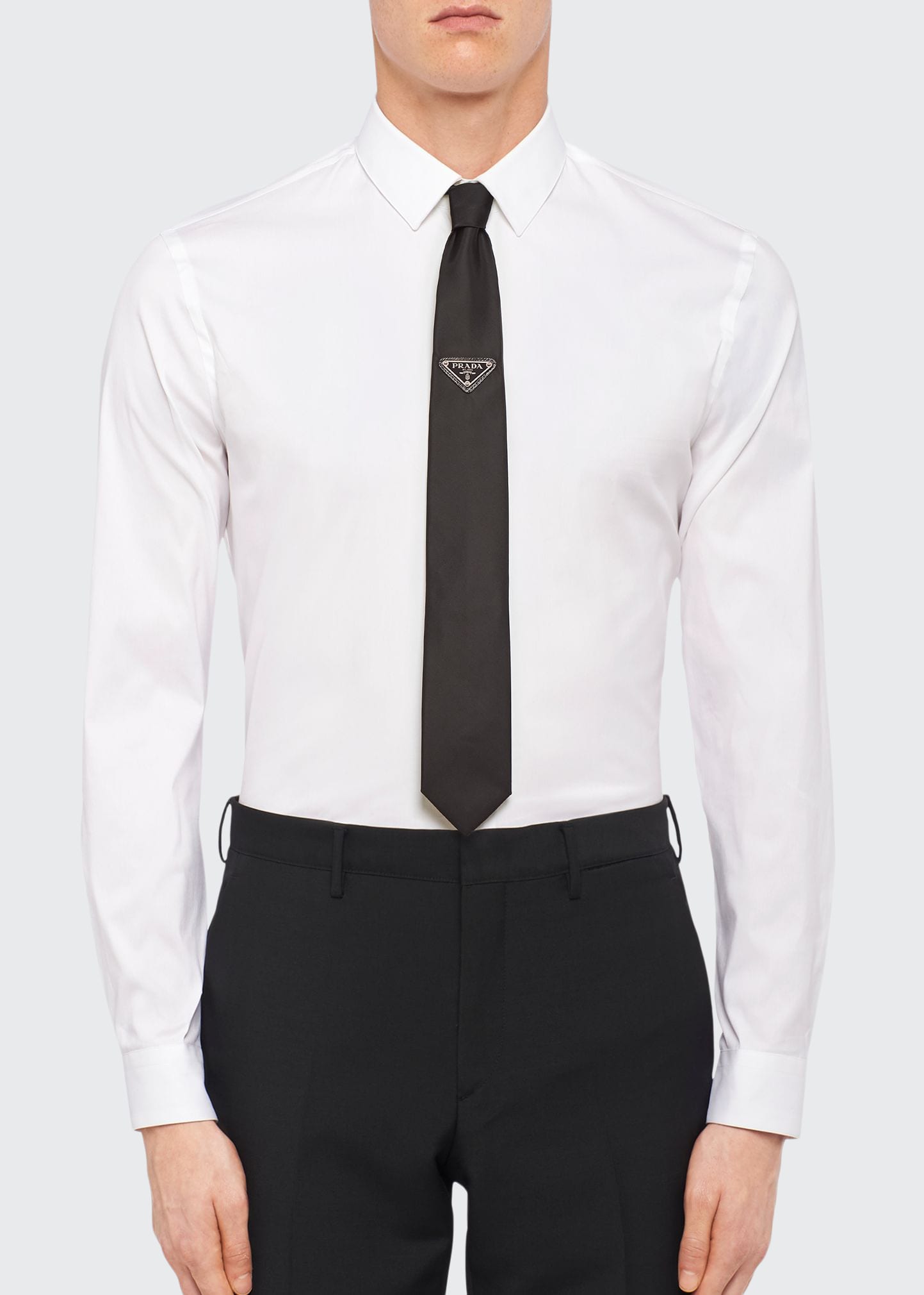 Prada Re-Nylon Gabardine Tie with Logo