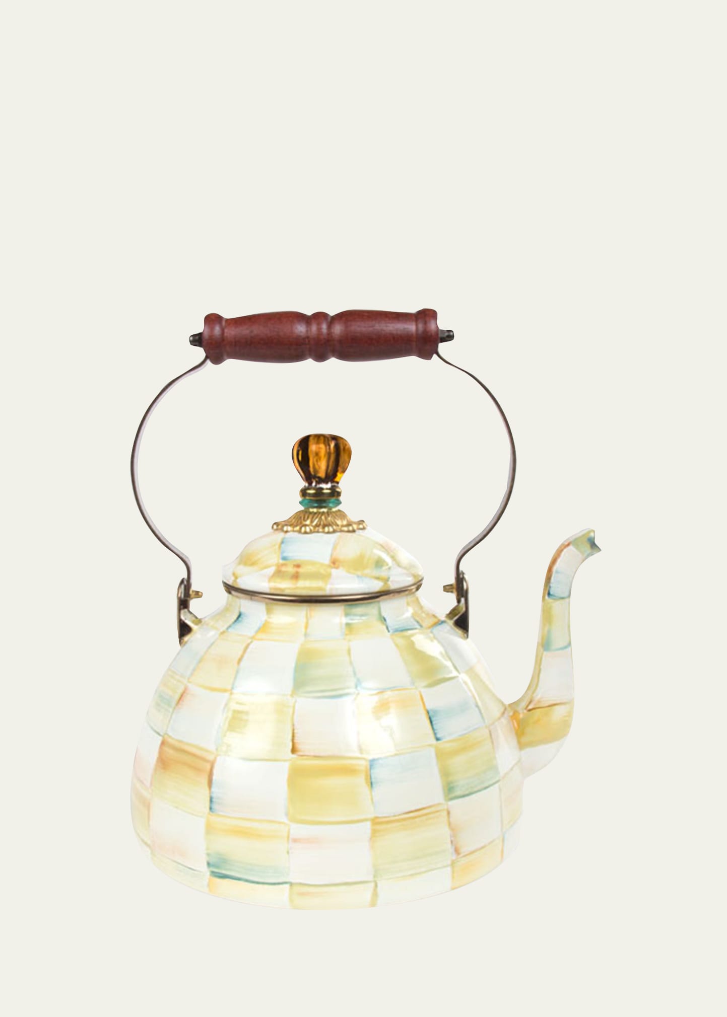 MacKenzie-Childs Parchment Check 2-Quart Tea Kettle
