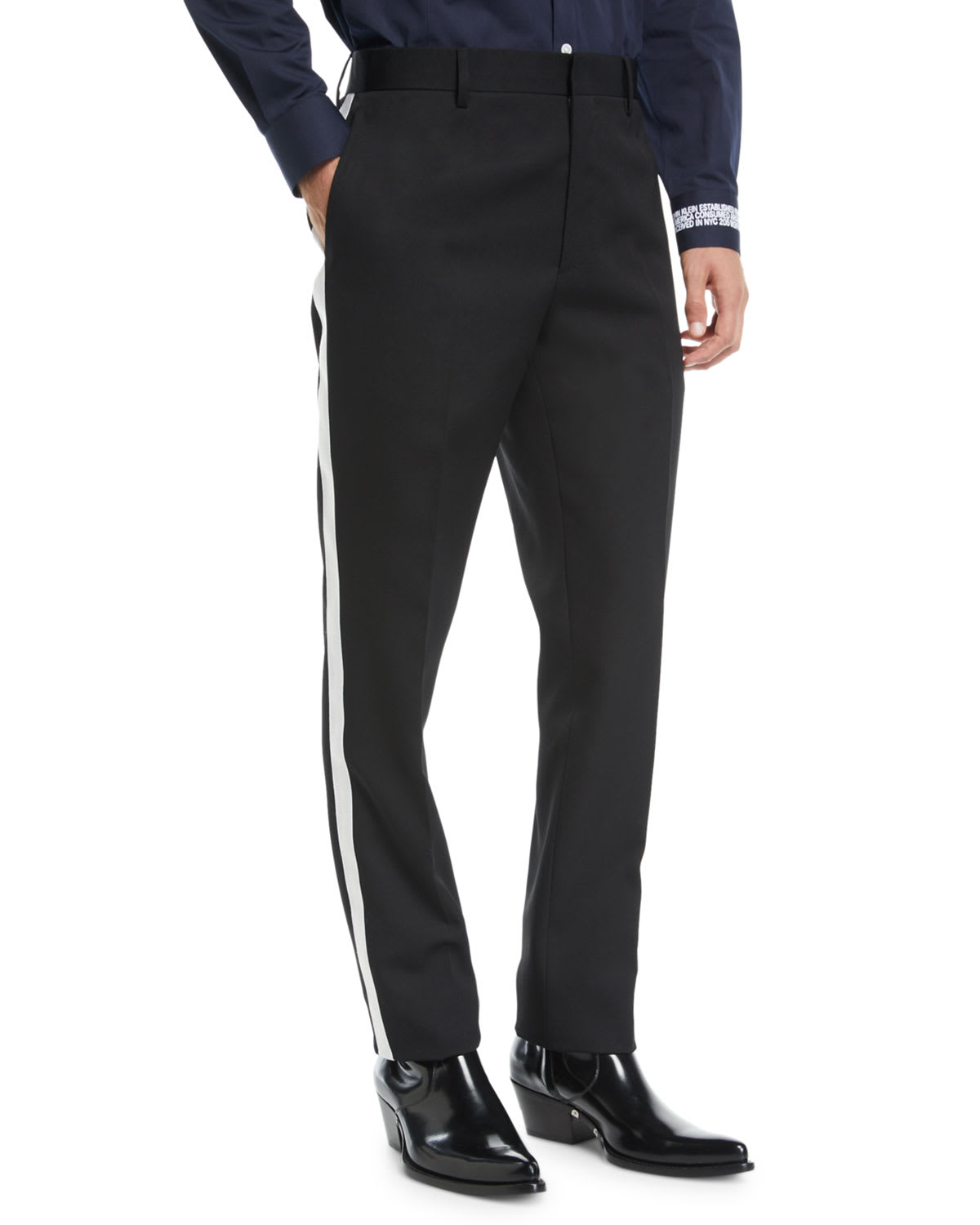 Men s MWPA12 Two Tone Side Stripe Wool Pants