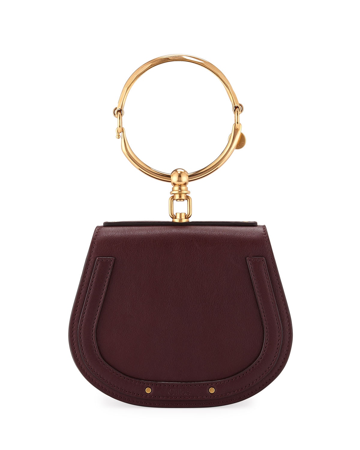 Nile Small Leather Ring-Handle Satchel Bag