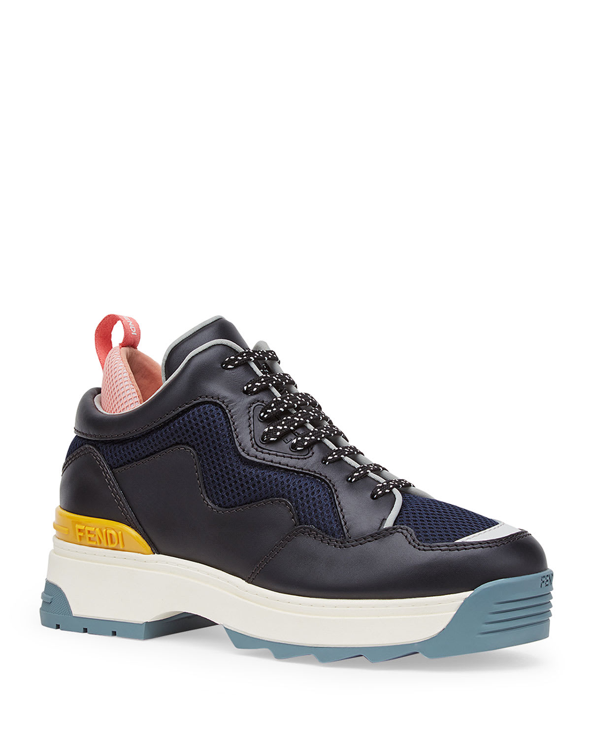 Fendi T Rex Leather and Mesh Sneakers