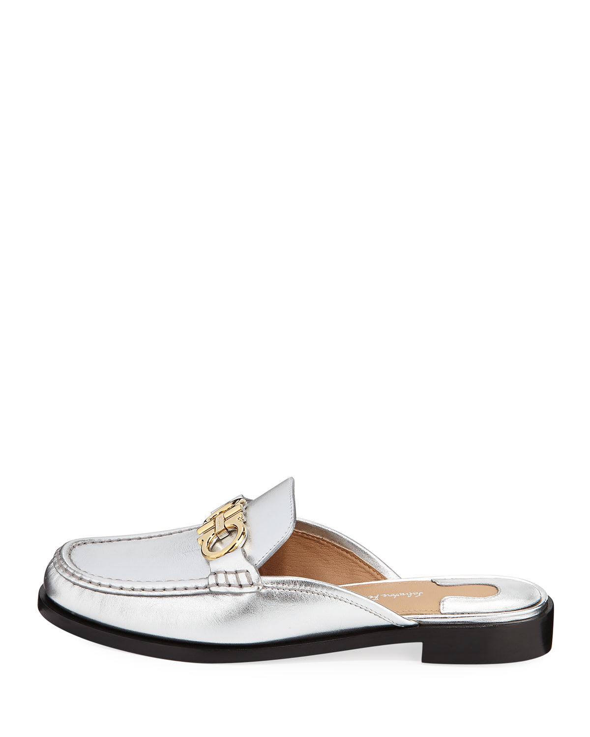 Salvatore Ferragamo Viggio Flat Mule Loafers with Reversible Gancini Bit