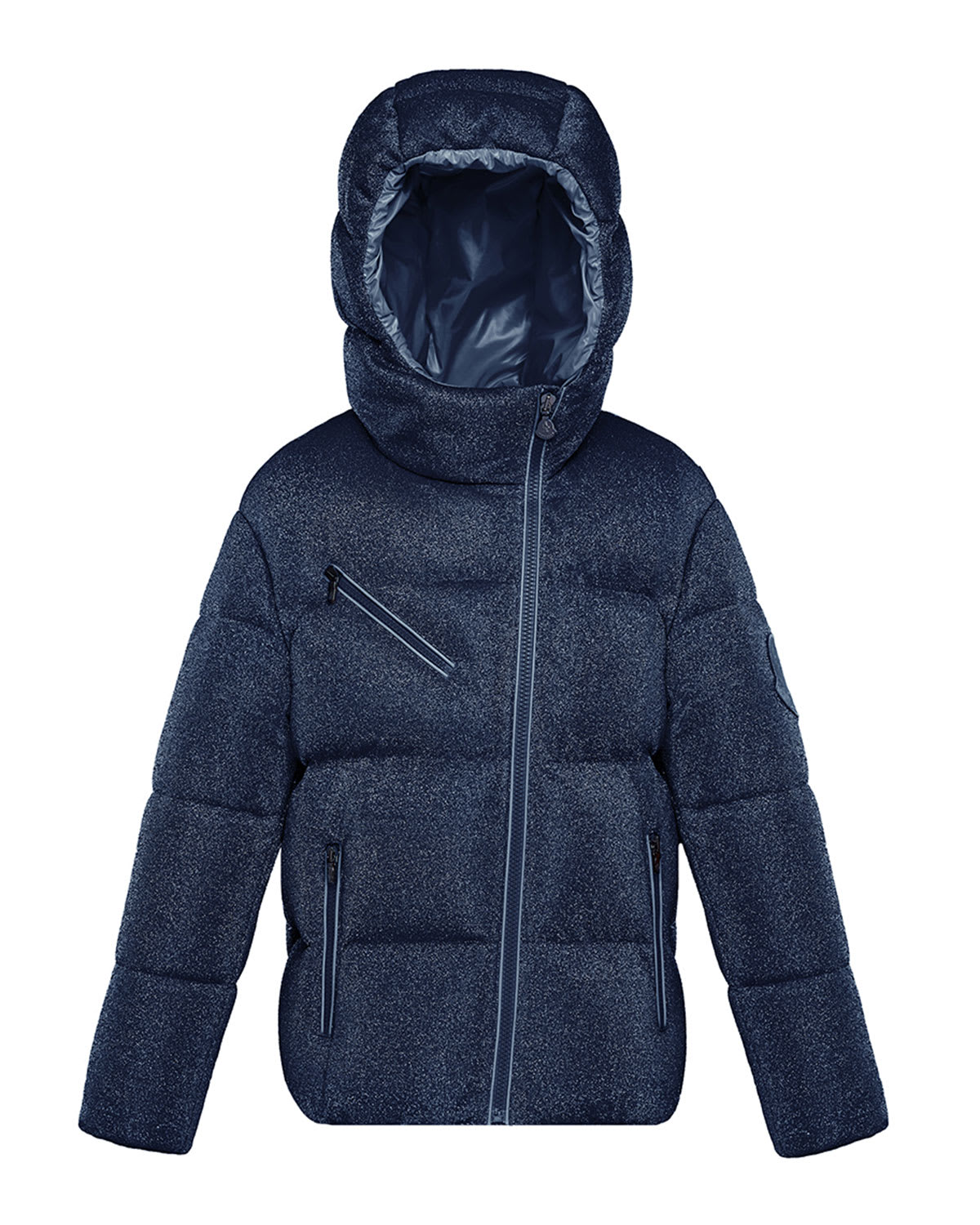 Moncler Taurua Metallic Asymmetric-Zip Quilted Jacket, Size