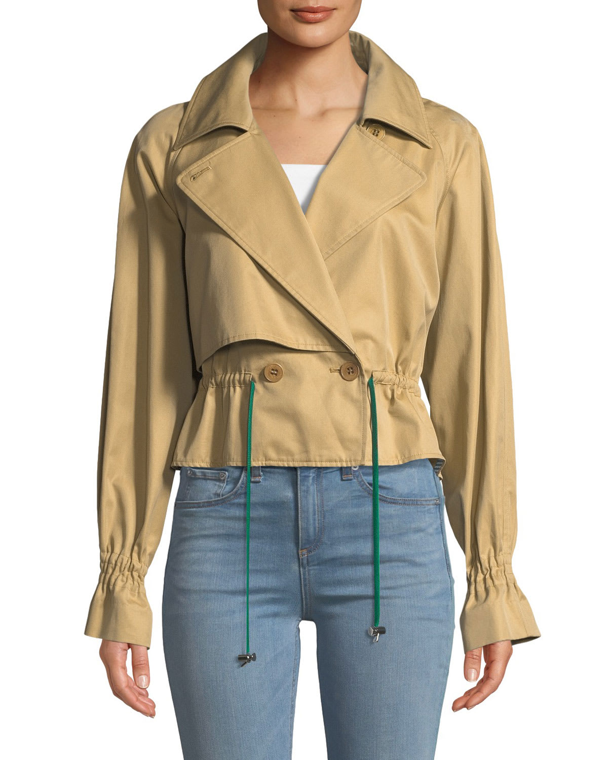 Tibi Finn Twill Cropped Trench Jacket