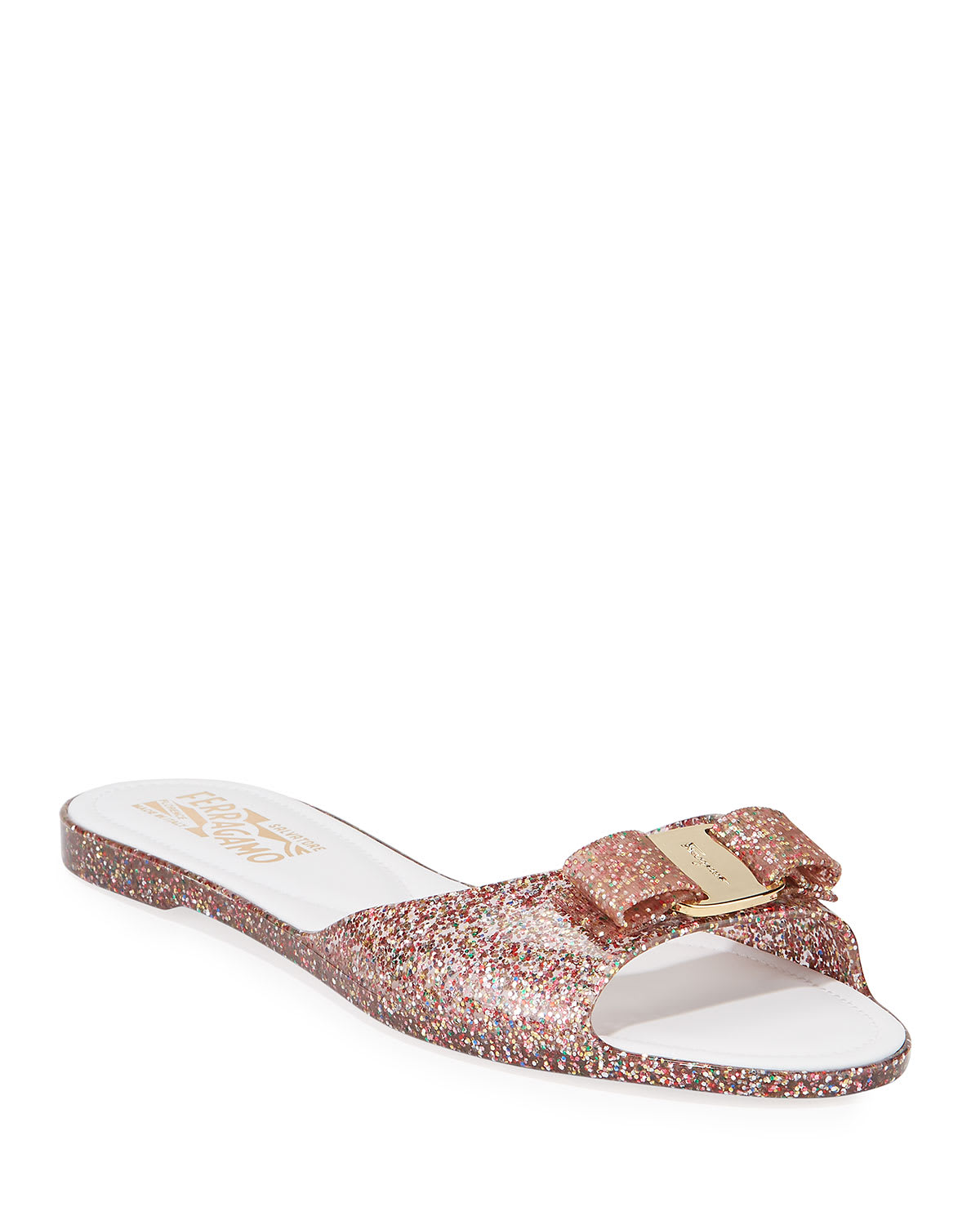 Salvatore Ferragamo Cirella Glittered Jelly Slide Sandals