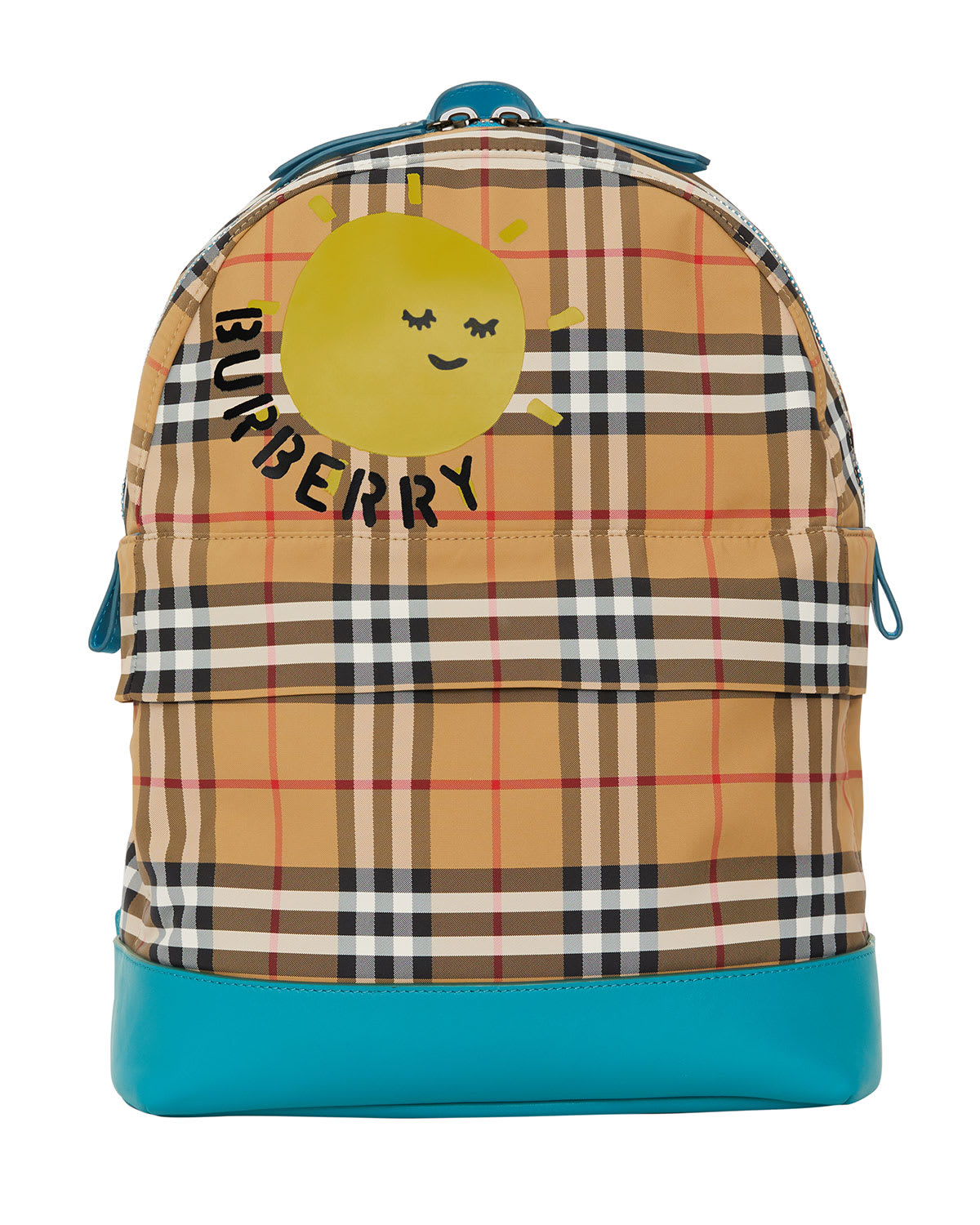 Burberry Kids' Nico Check Backpack w/ Sun Logo