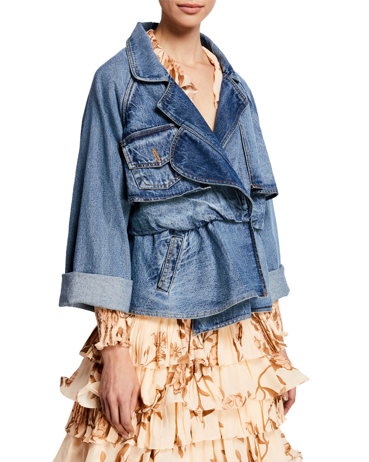 Johanna Ortiz Waterdrops Denim Cargo Jacket