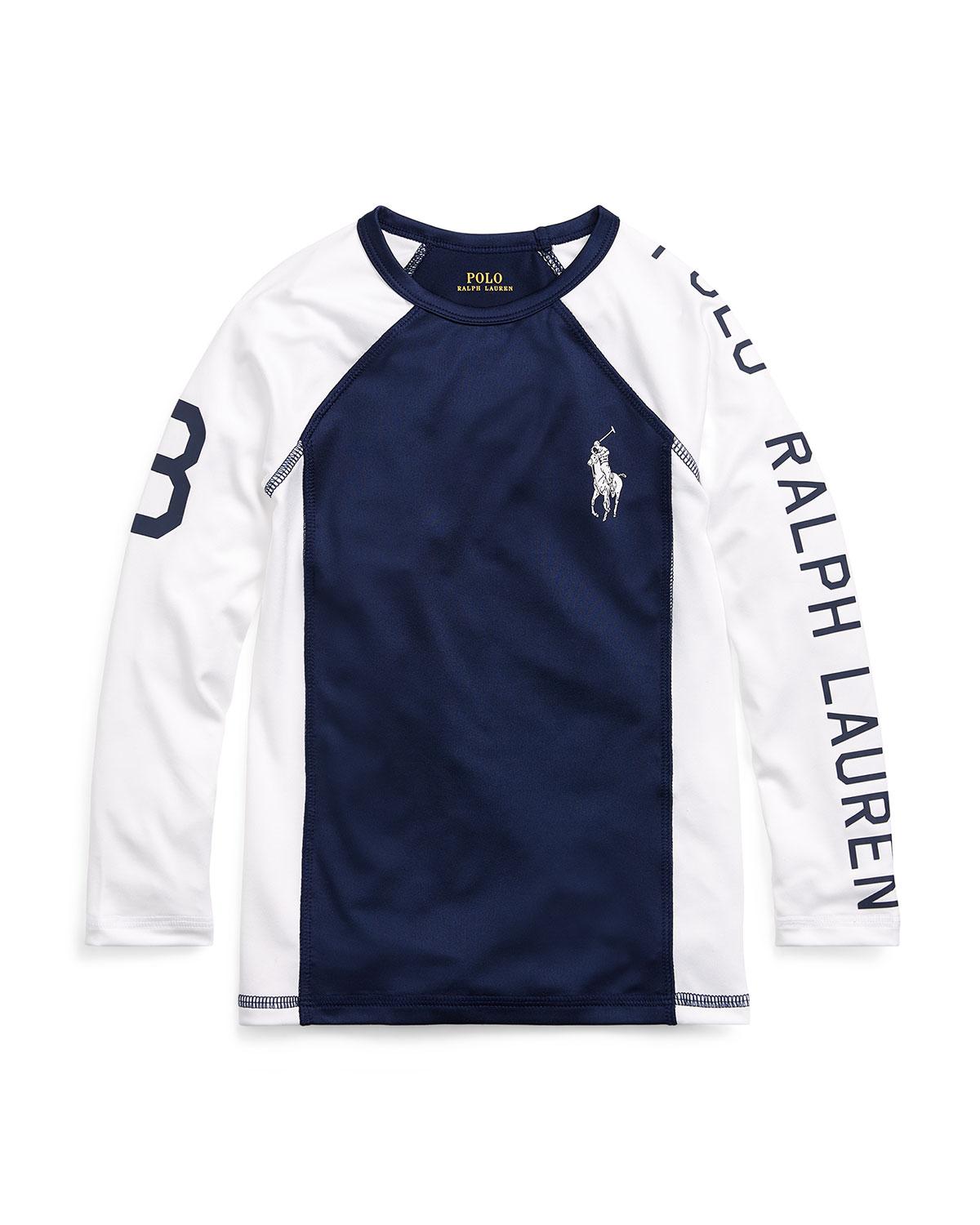 Ralph Lauren Childrenswear Two-Tone Logo Rash Guard, Size 2-4