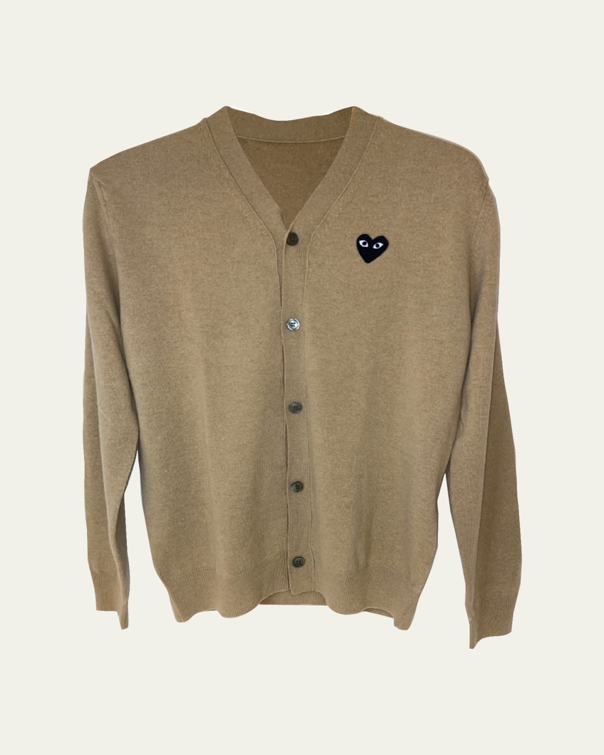 Comme des Garcons Men's Small Heart Wool Cardigan Sweater