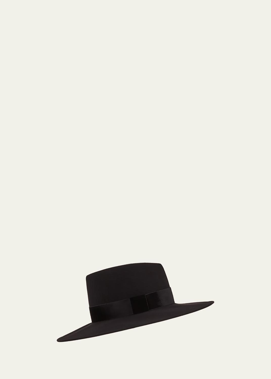 Eugenia Kim Fedora wool velvet trim French Blue Hat Eugenia Kim Lillian Woven Fedora Hat w/ Scarf Band | Neiman  main image 3