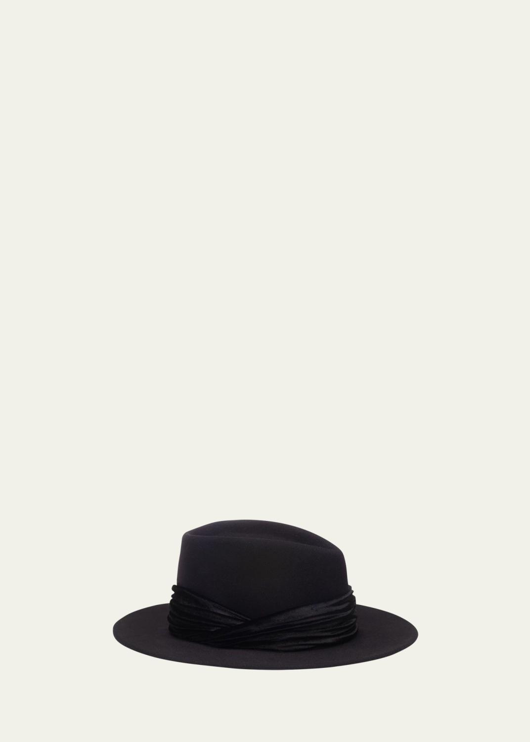 Rag & Bone Kacy Wool Fedora Hat w/ Leather Trim - Bergdorf 