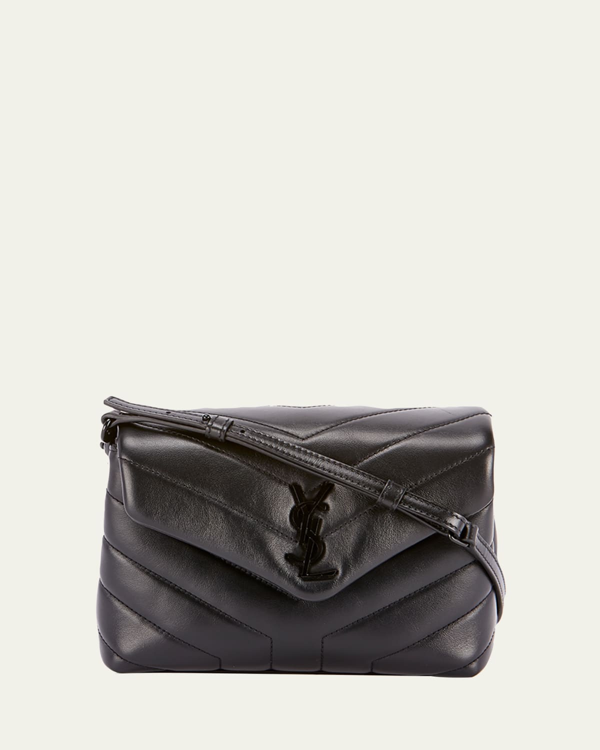 Yves Saint Laurent Black Crinkled Calfskin Leather Large