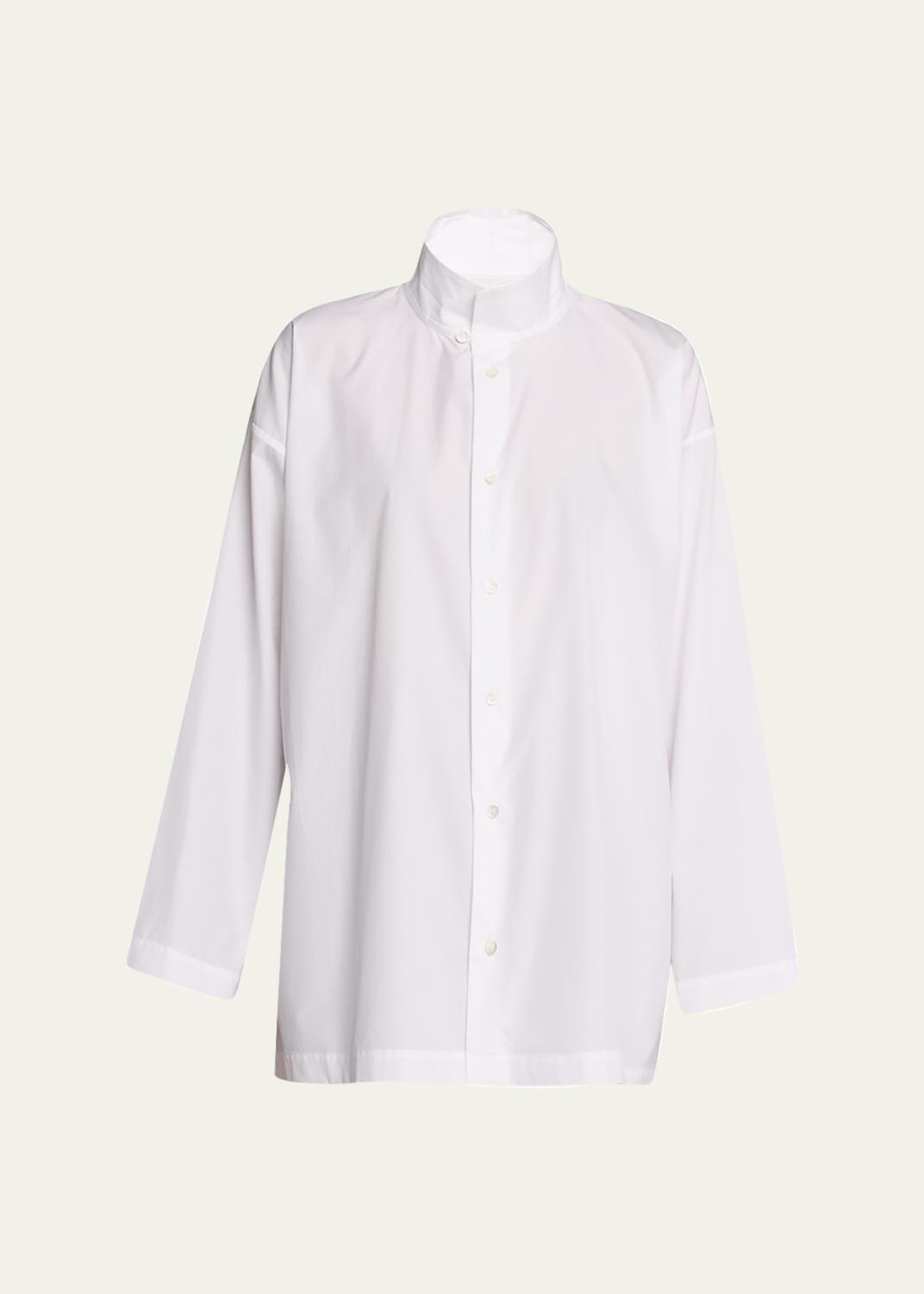 Eskandar Wide Longer-Back Double Stand Collar Shirt (Mid Plus