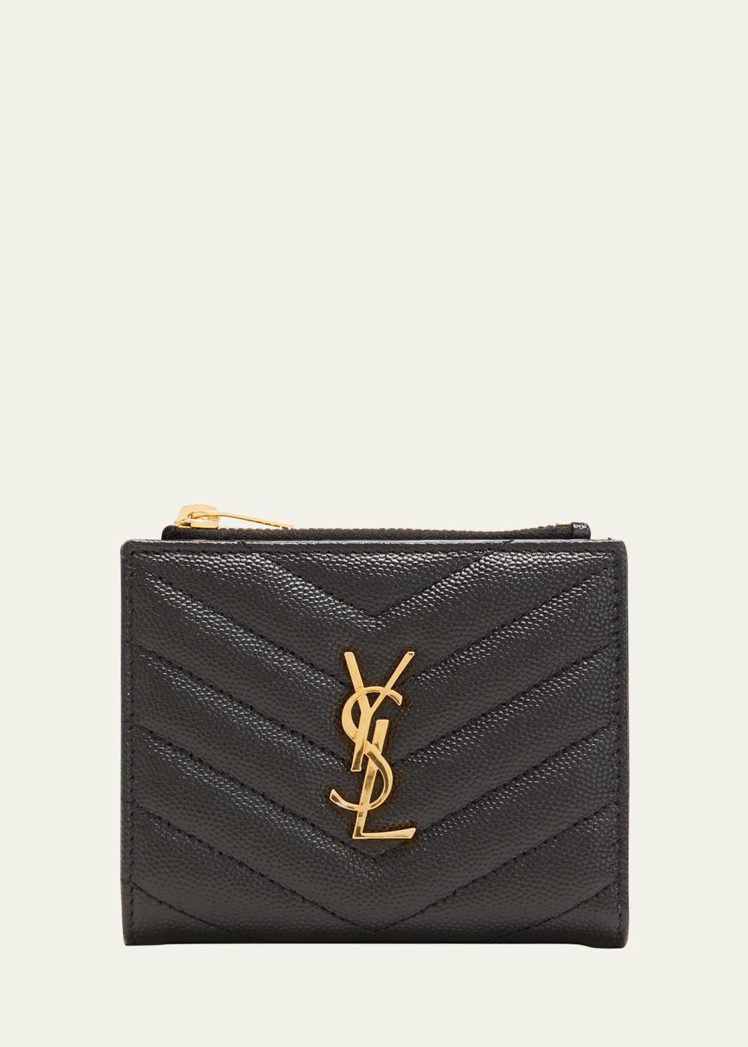 Saint Laurent Monogram 財布 Saint Laurent YSL Monogram Large Zip Wallet in Grained Leather