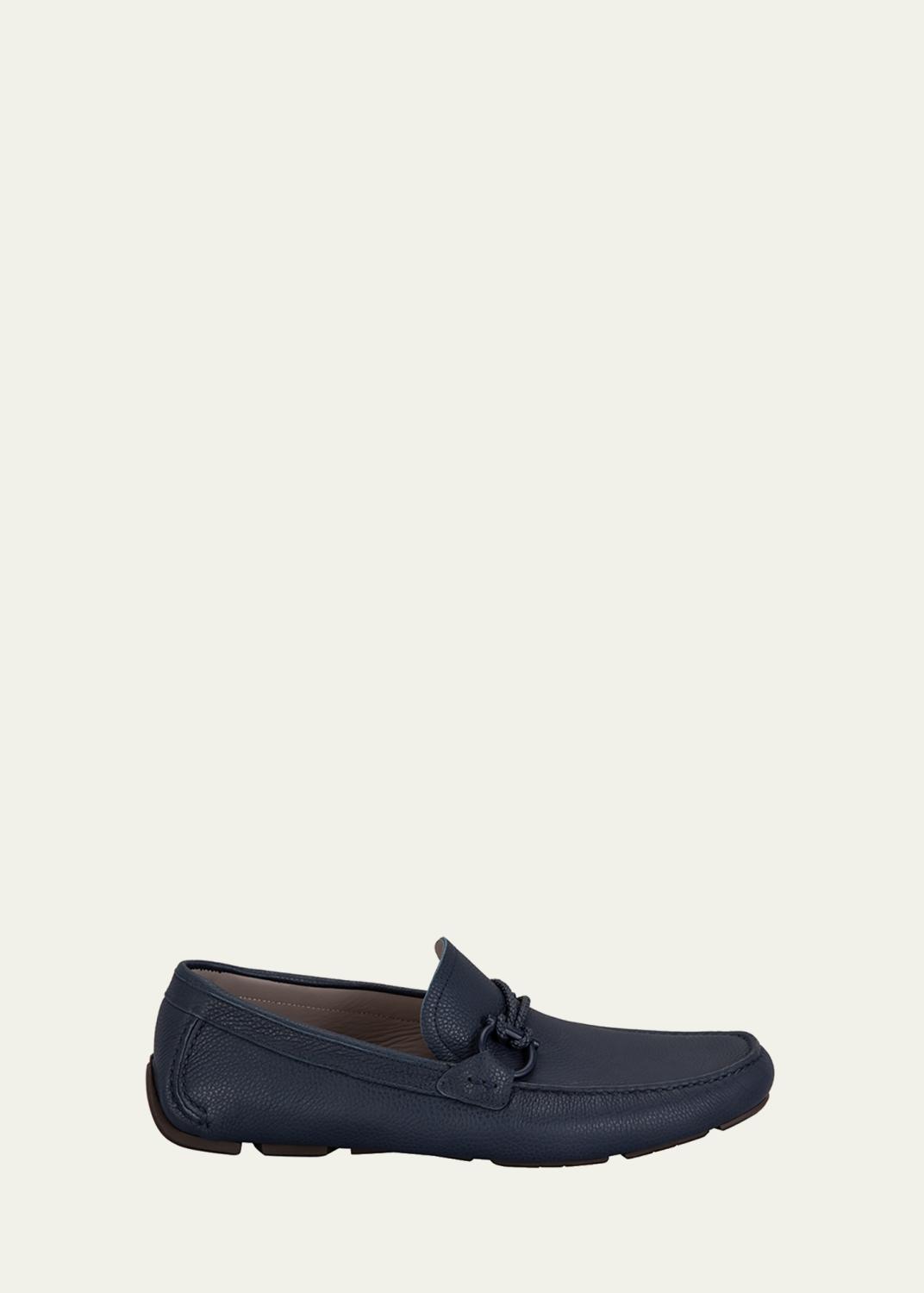 NEW SALVATORE FERRAGAMO men\'s gancini palinuro driving shoes in blue Salvatore Ferragamo Men main image 3