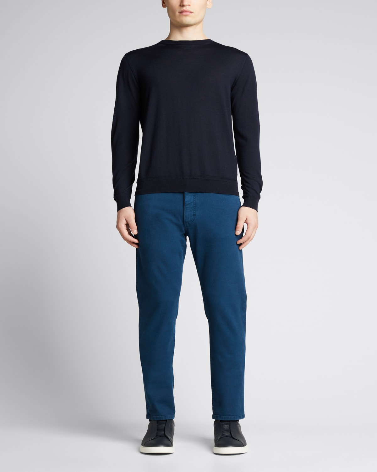 Ermenegildo Zegna Men's Slim-fit Solid Denim Jeans In Blue | ModeSens