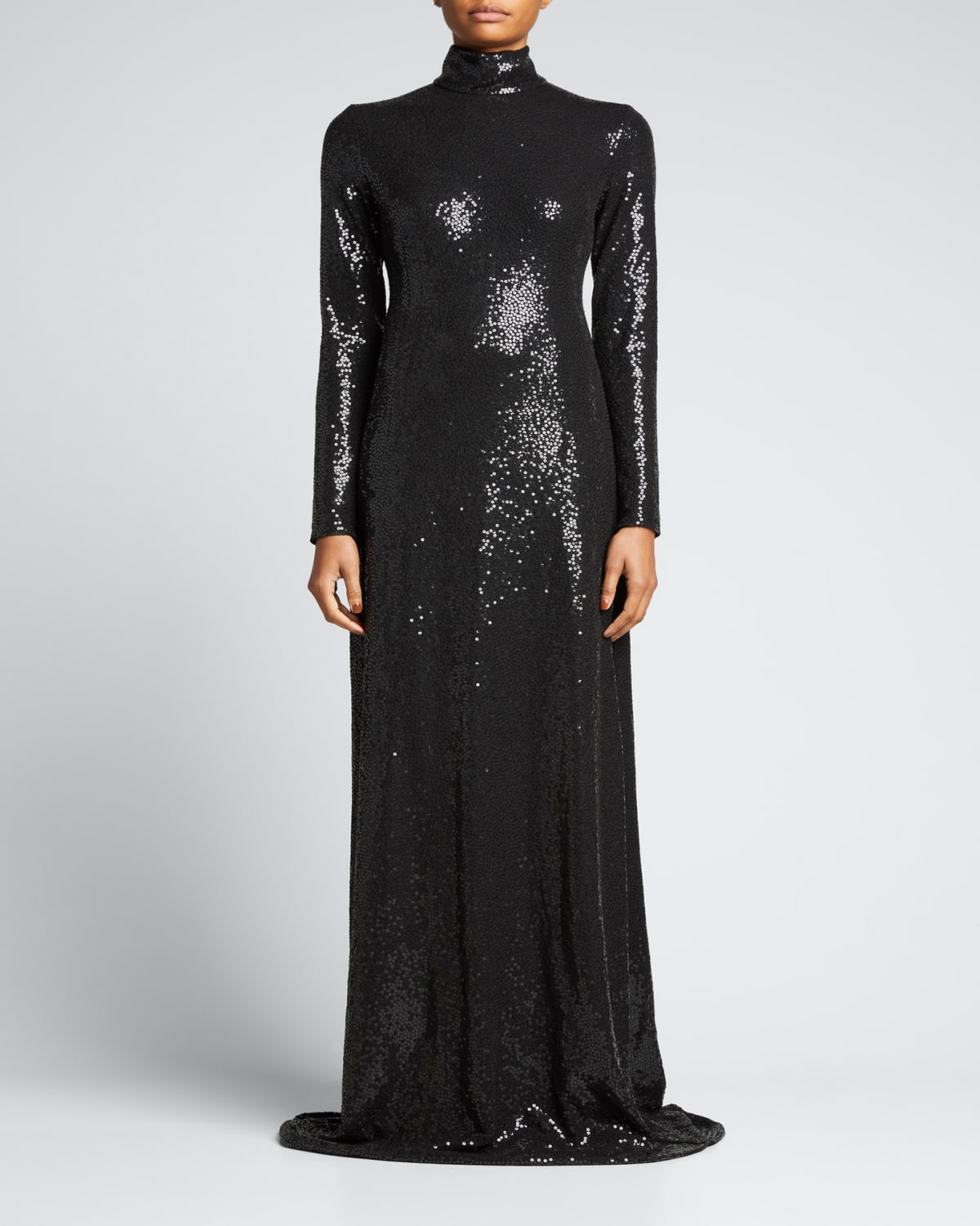Michael Kors Sequin Embellished Turtleneck Gown In Black | ModeSens