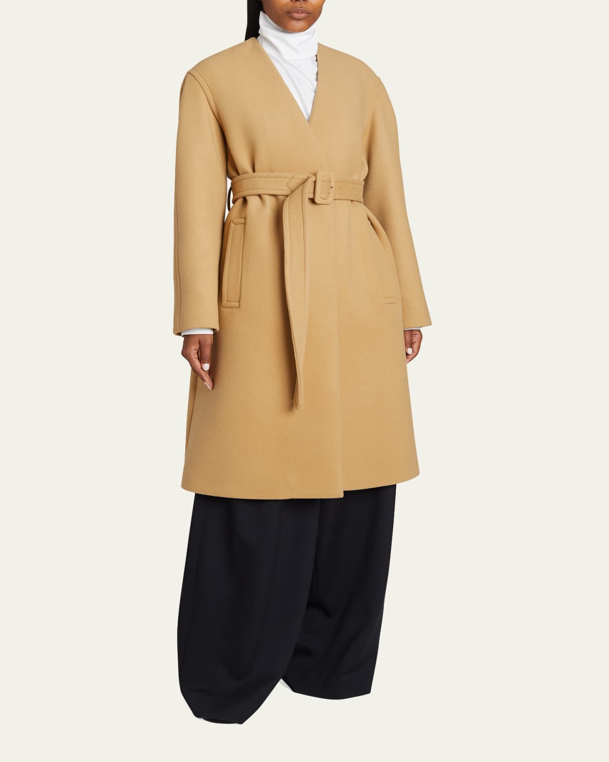 Flora belted collarless coat GY 4Zr9jx2v3V - clubpetrj.com.br