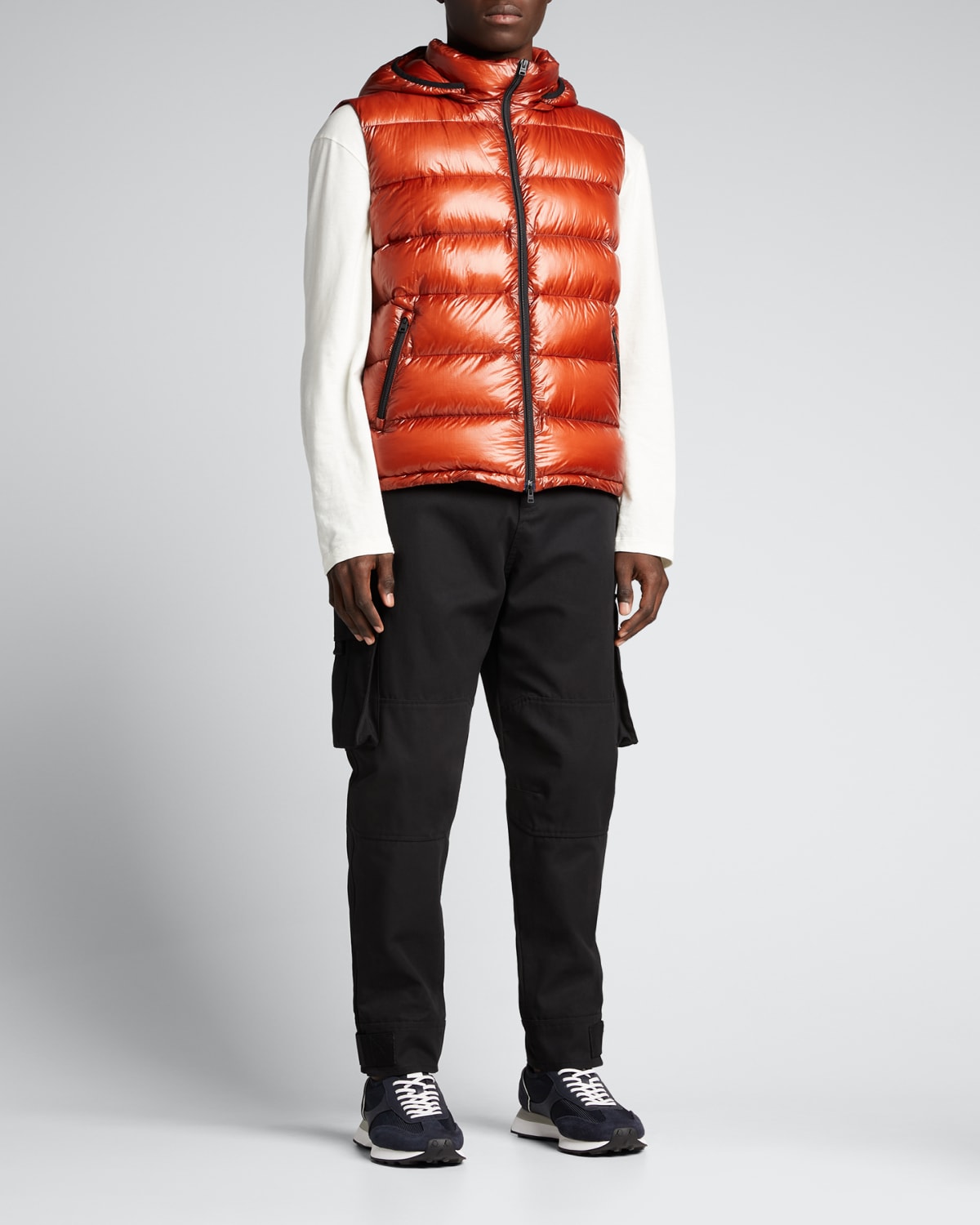 Herno Men's Shiny Nylon Vest W/ Removable Hood In 5800 | ModeSens