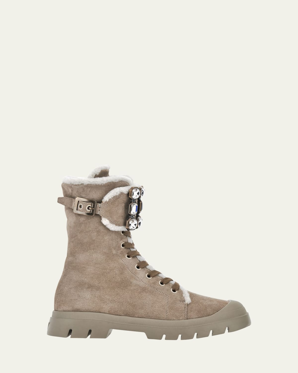 combat boots with shearling