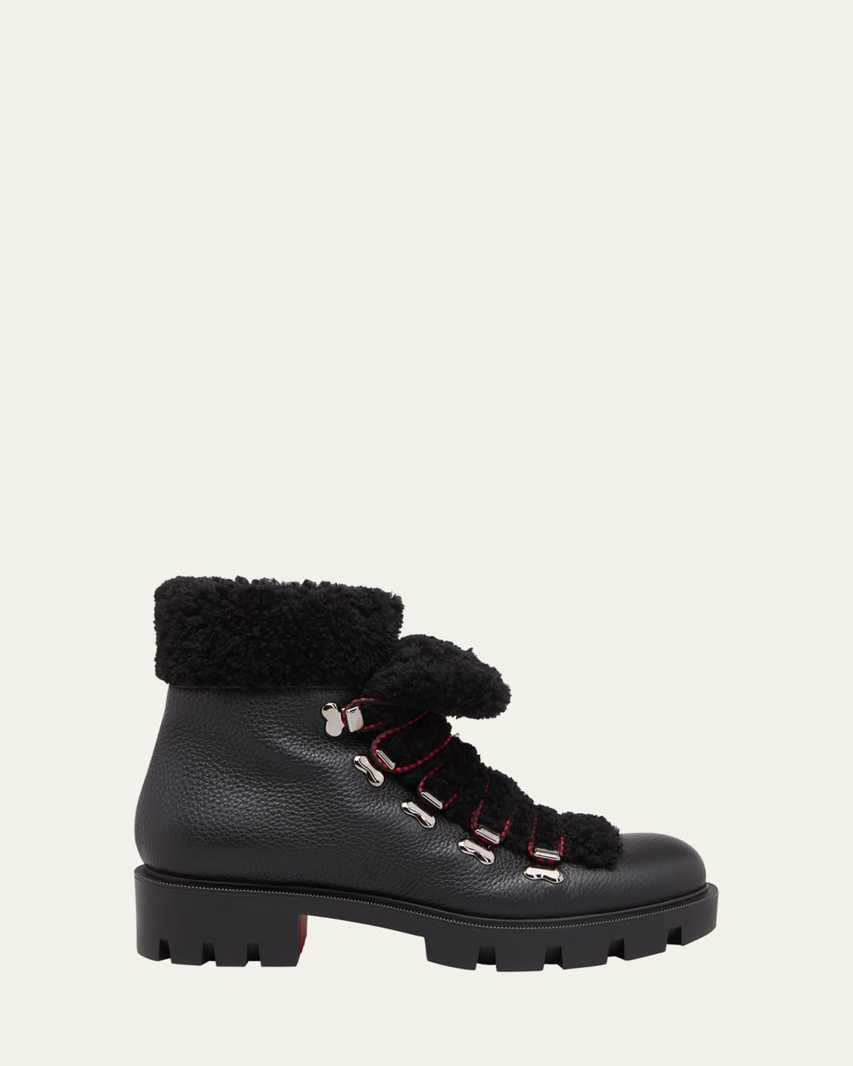 Edelvizir Leather Shearling Red Sole Ranger Booties