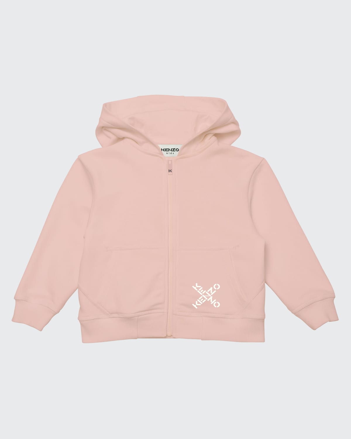 Kenzo Kids' Girls' Cross Logo Zip Up Hoodie, Sizes 2-5 In Pink