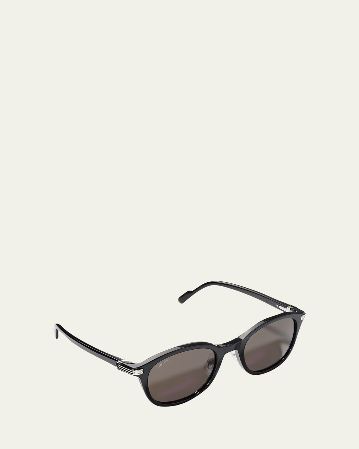 Cartier Men's Round Acetate Sunglasses In 005 Black | ModeSens
