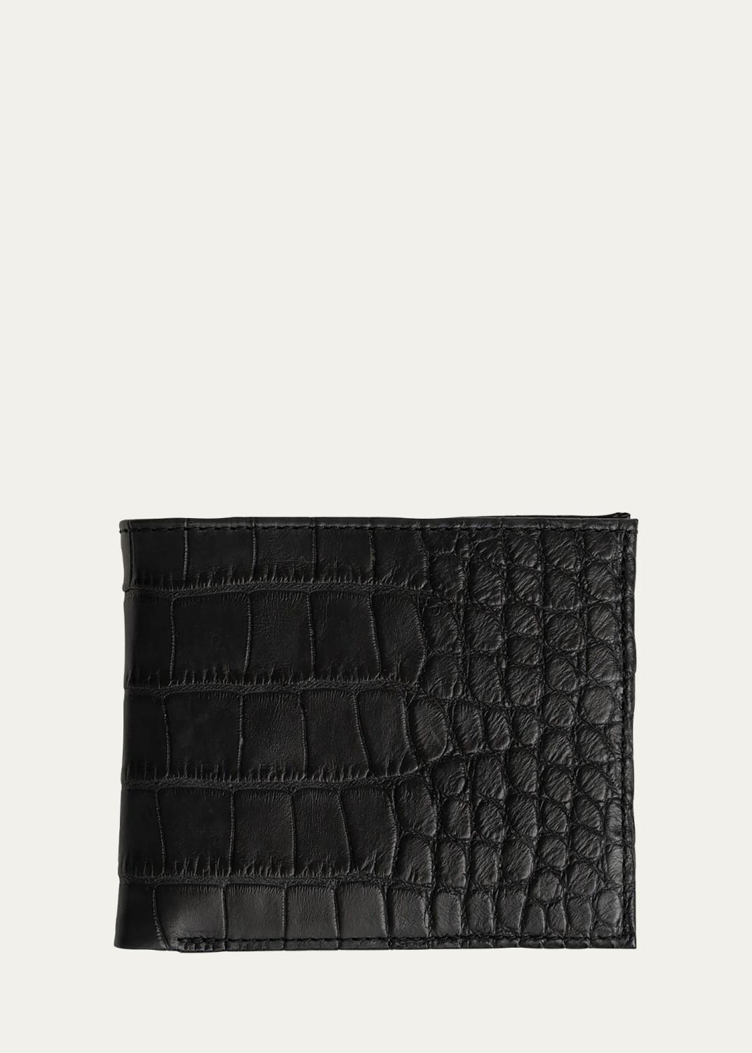 TOM FORD Men's Croc-Embossed Leather Folding Card Holder