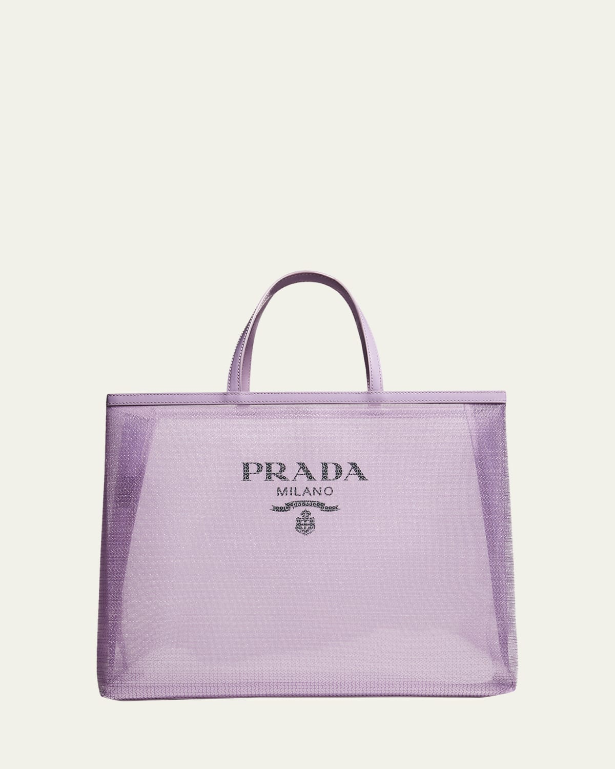 Prada Sequinned logo-print Mesh Tote Bag - Black