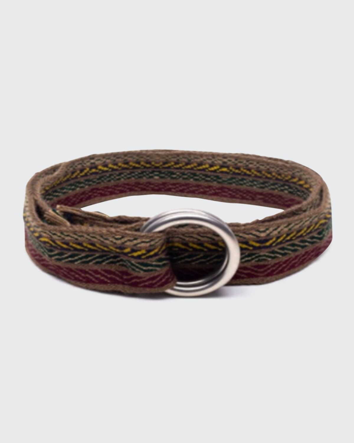Guanabana Men's Striped Pattern Fringe O-ring Belt In Brown