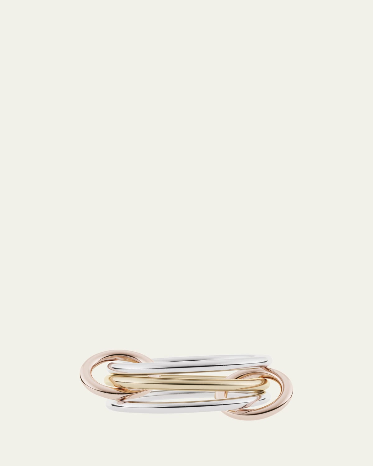 Sonny SG Gris Thin 3-Linked Ring in Sterling Silver and Gray Pave Diamonds with Yellow Gold Connectors