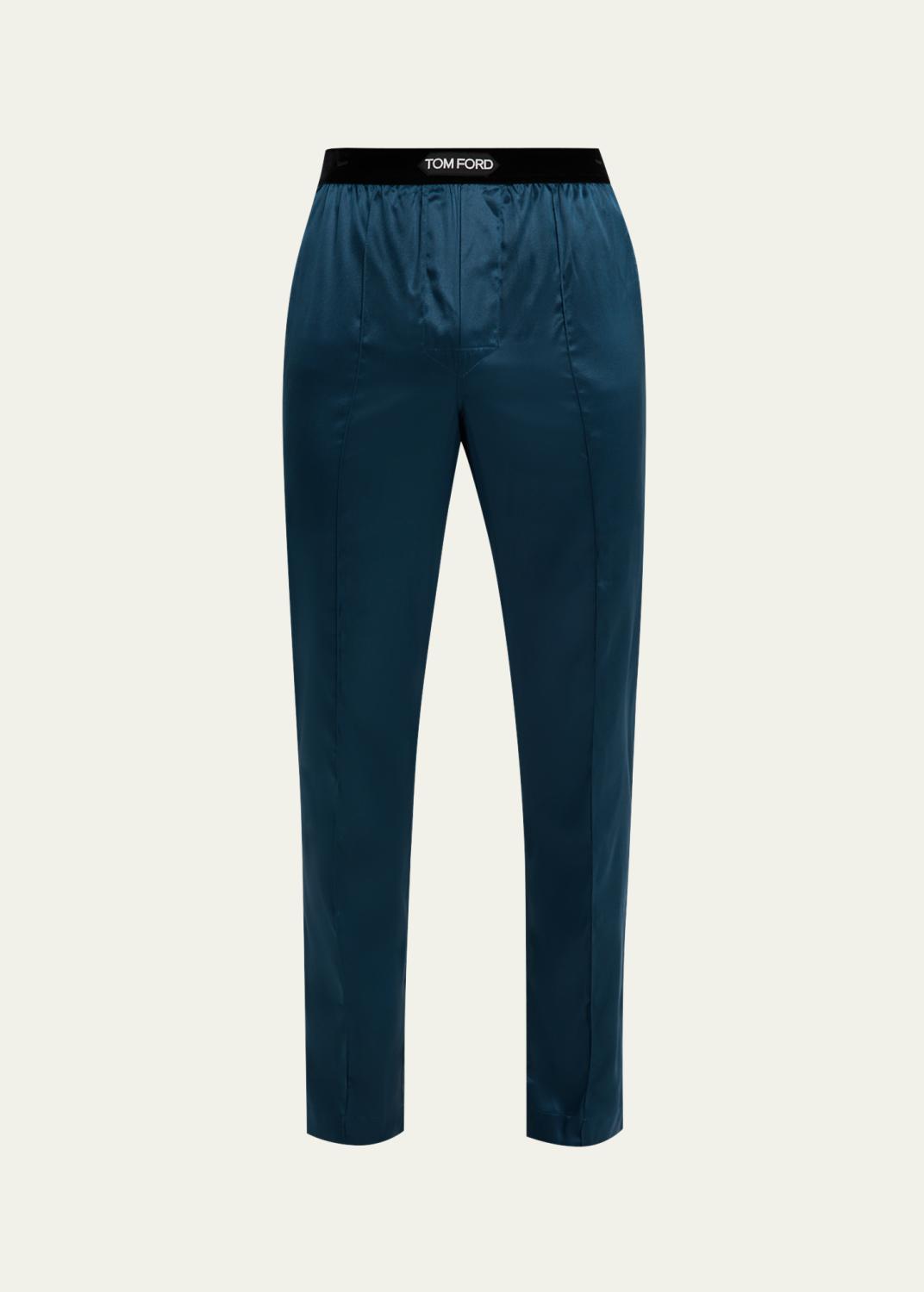 The Row Men's Xon Wool Flannel Relaxed-Fit Drawstring Pants