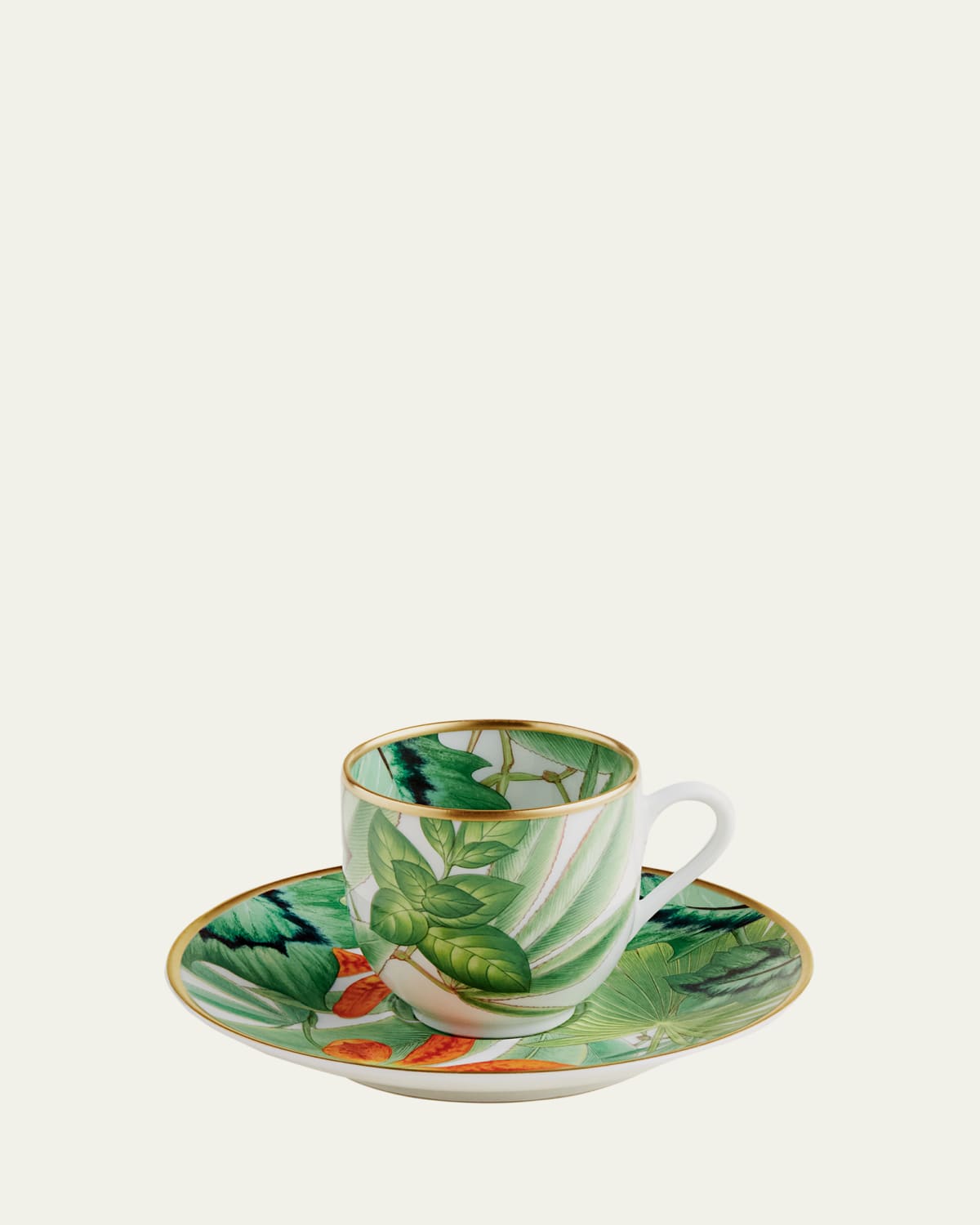 Hermes Mosaique Au 24 Platinum Coffee Cup and Saucer Set