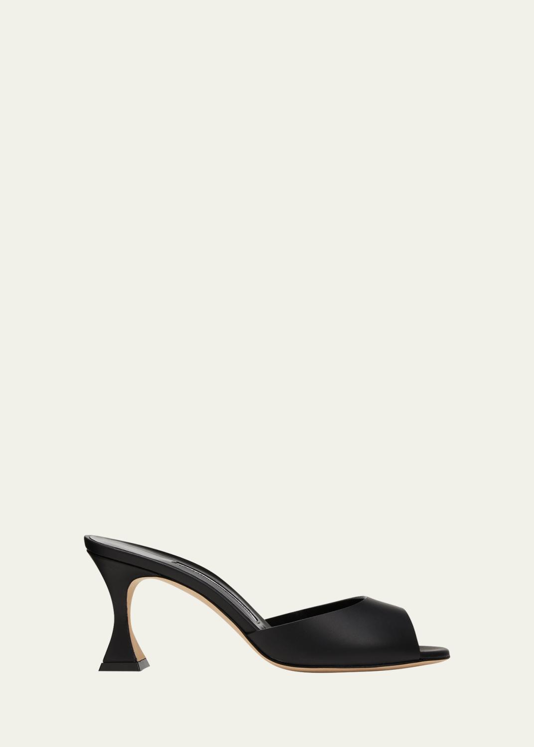 Babylone YSL Ruched Leather Mule Sandals