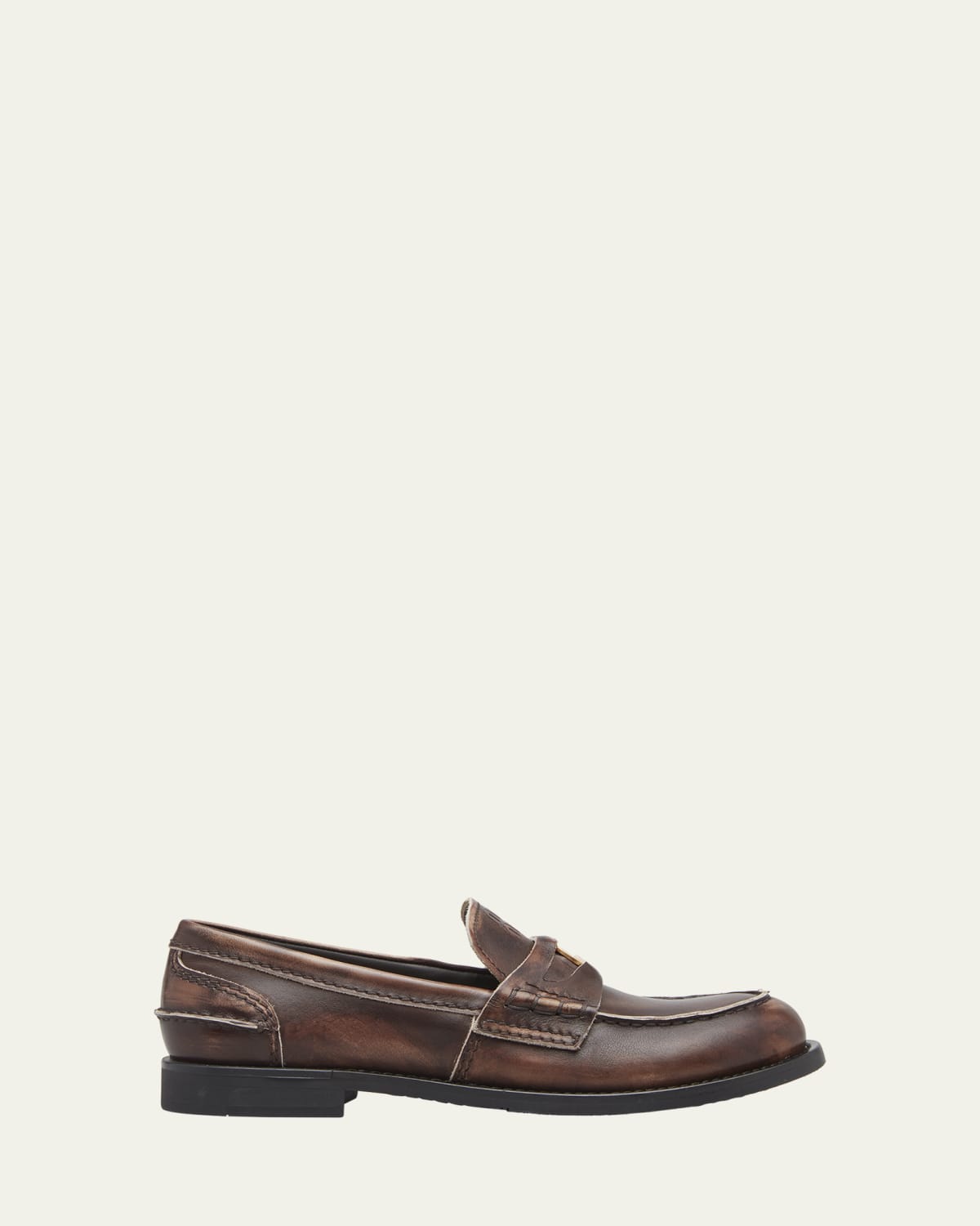 Miu Miu Leather Penny Loafers - Bergdorf Goodman
