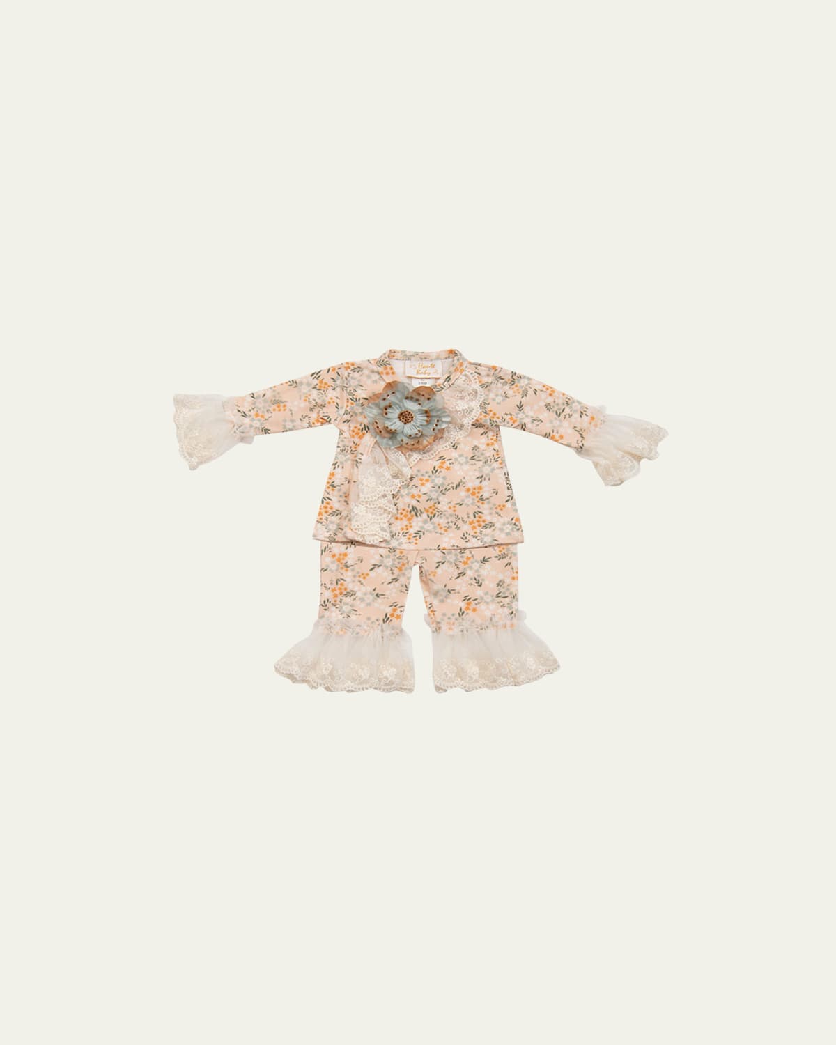Girl's Atimy Embroidered Wool-Cashmere Set, Size 3M-18M
