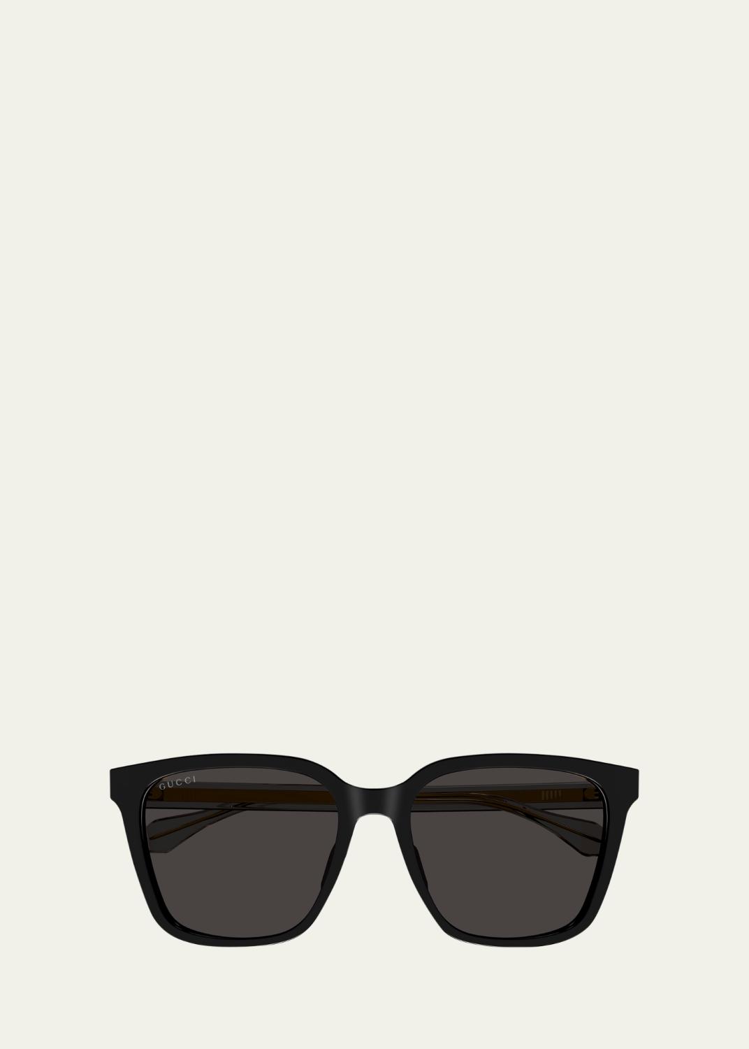Gucci Black Metal Double-Bridge Square Sunglasses Gucci Double G 66MM Logo Square Sunglasses | Saks Fifth Avenue main image 2