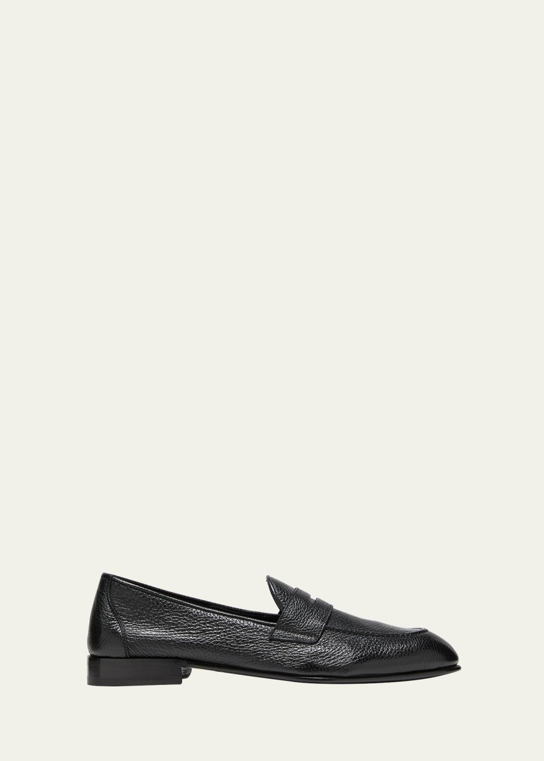 Brioni Black Leather Penny Loafers Square Moc‎ Toe Slip On Dress Shoes Mens 9.5 Brioni Men main image 3