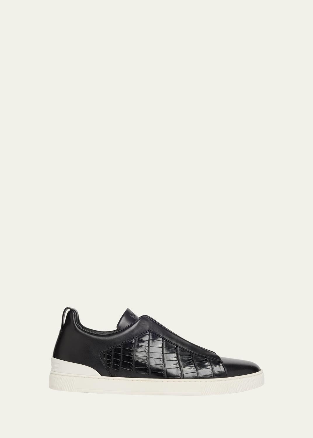 ZEGNA Men's Triple Stitch Alligator Low-Top Sneakers - Bergdorf