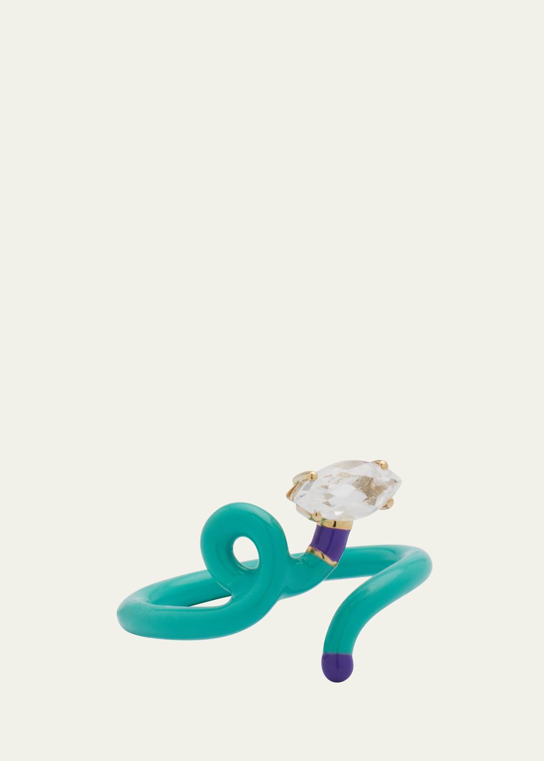 Bea Bongiasca Double Topaz Vine Ring with Sunflower and Bubble Gum 