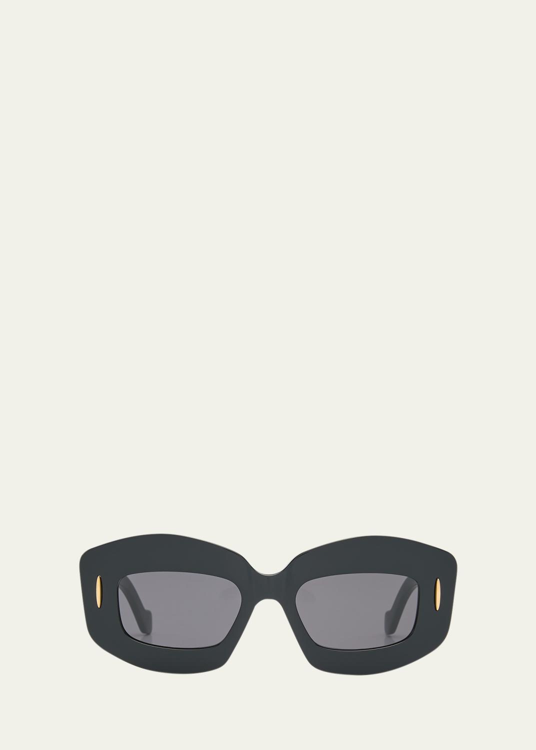 LOEWE Silver Screen Chunky Acetate Rectangle Sunglasses - Bergdorf