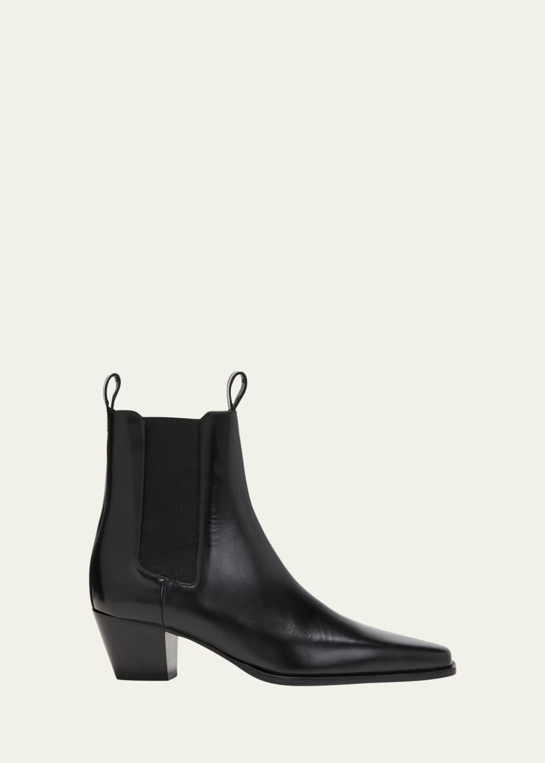 Toteme Leather Mid-Heel Ankle Boots - Bergdorf Goodman