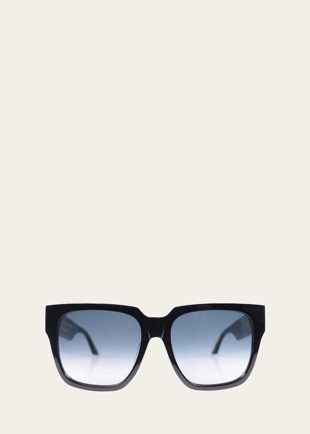 Anna-Karin Karisson The Handsome Sun Elegant Black Square Sunglasses Anna-Karin Karlsson Crystal Boo Black Titanium Aviator  main image 2