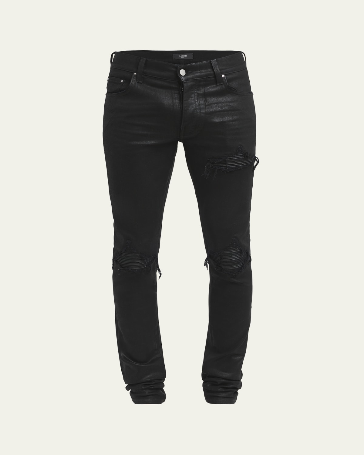 Amiri Men's Aged Camo Leather Bones Jeans - Bergdorf Goodman Amiri Men's Aged Camo Leather Bones Jeans - Bergdorf Goodman