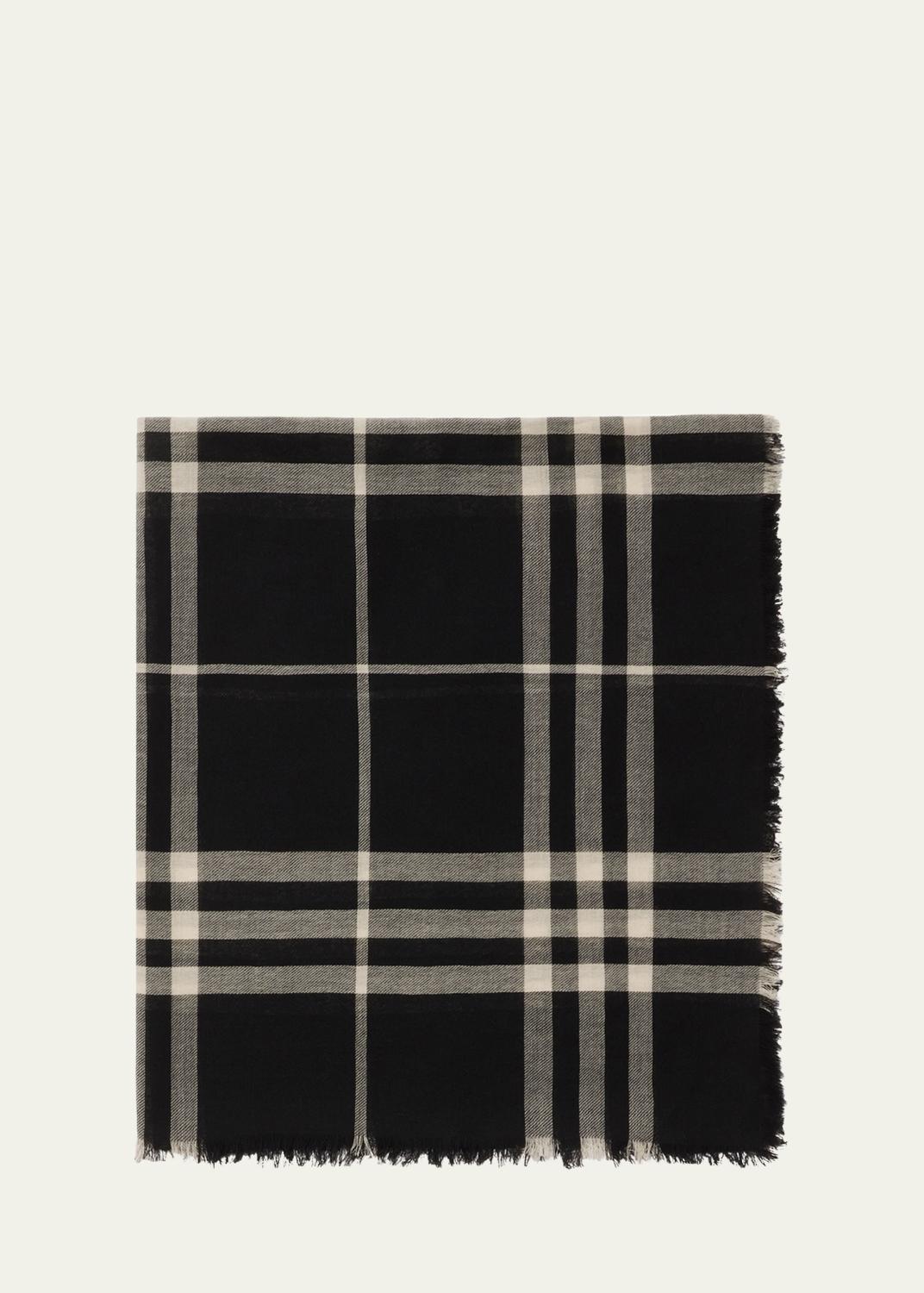 Burberry Logo Alpaca-Blend Reversible Scarf with Chunky Fringe