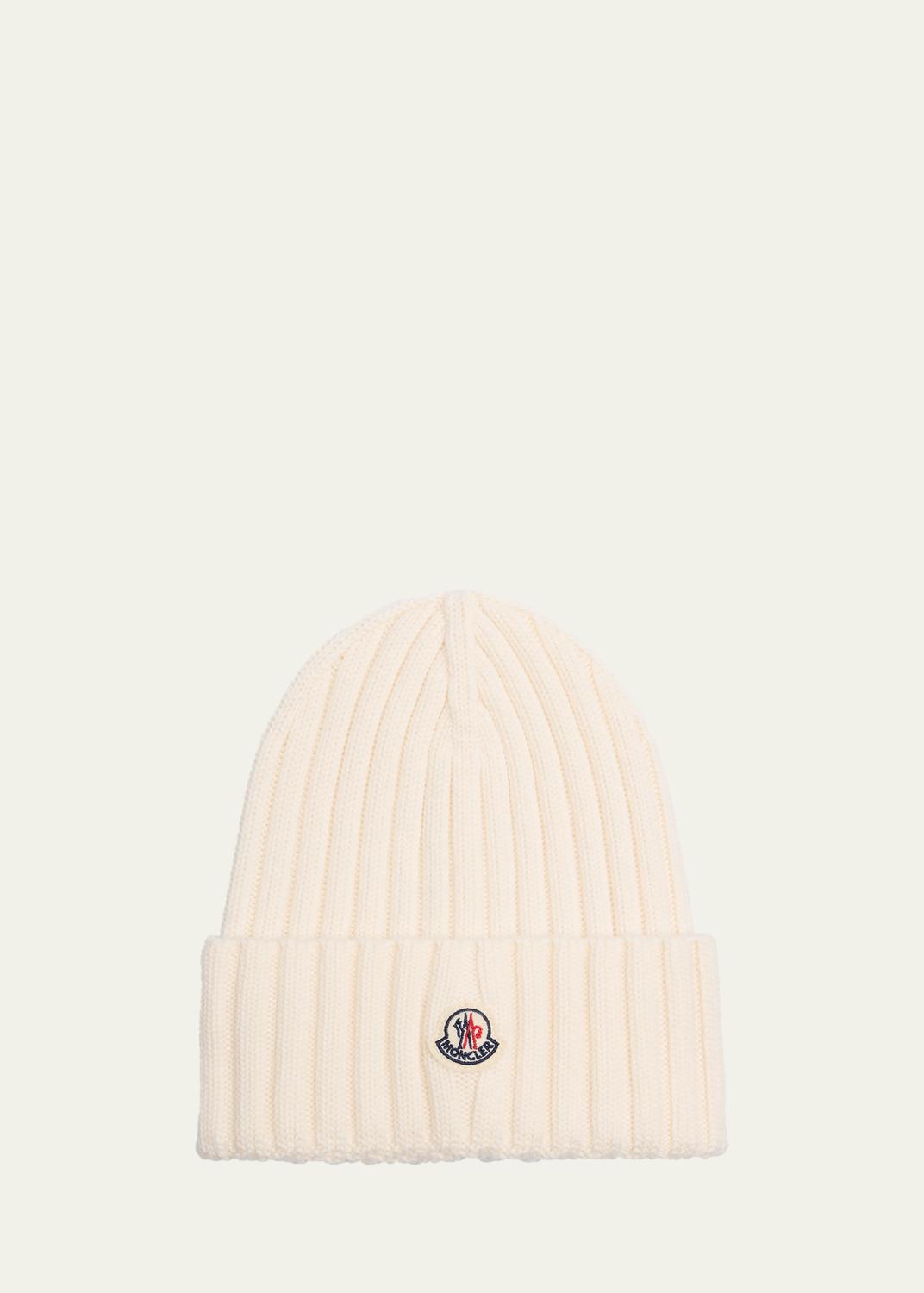 Moncler Ribbed Wool Beanie with Faux Fur Pom - Bergdorf Goodman display picture 1
