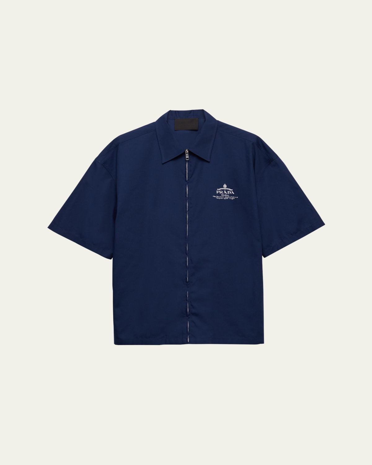 [希少カラー] PRADA Archive Zip Up Shirt Prada Men's Poplin Archive Logo Full-Zip Shirt - Bergdorf